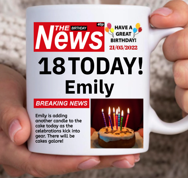 Personalized Happy Birthday Newspaper Mug